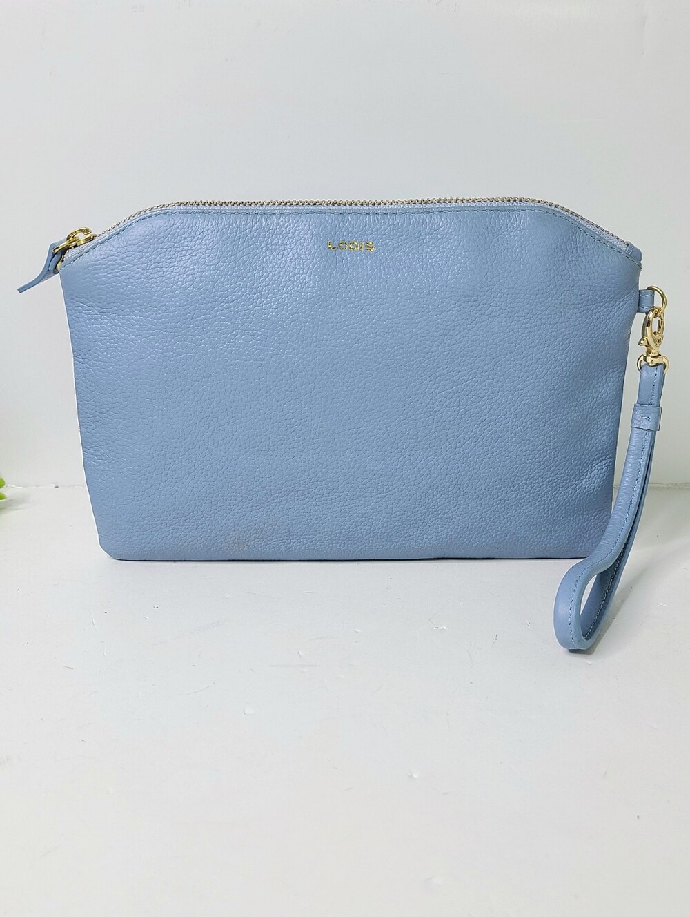 Lodis Powder Blue Genuine Leather Clutch Wristlet